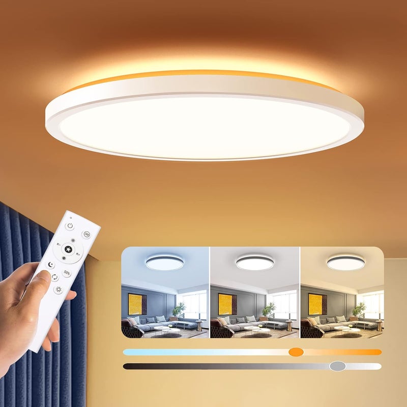 BLNAN Dimmable LED Flush Mount Ceiling Light Fixture with Remote Control, 12Inch 24W 3000K-6500K Light Color Adjustable, Modern Ultra-Thin Ceiling Lamp for Bedroom Kitchen, Wired - Image 1